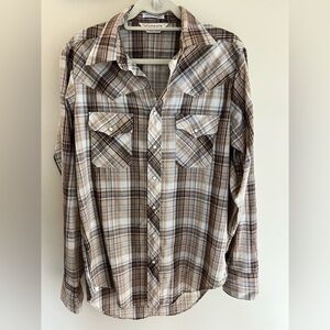 Sundance Tall Man Button Up Long Sleeve Plaid Shirt Size Large